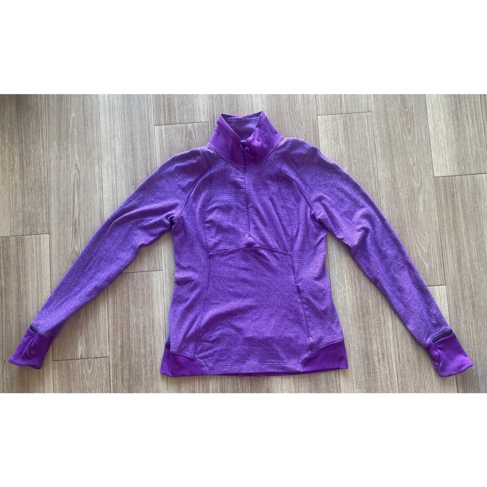 Lululemon Purple Heathered Quarter Zip Pullover Thumbhole Athletic Top Size L
